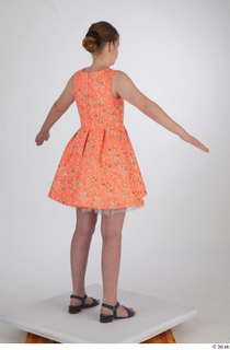 Selin drape dressed orange short dress standing whole body 0014.jpg